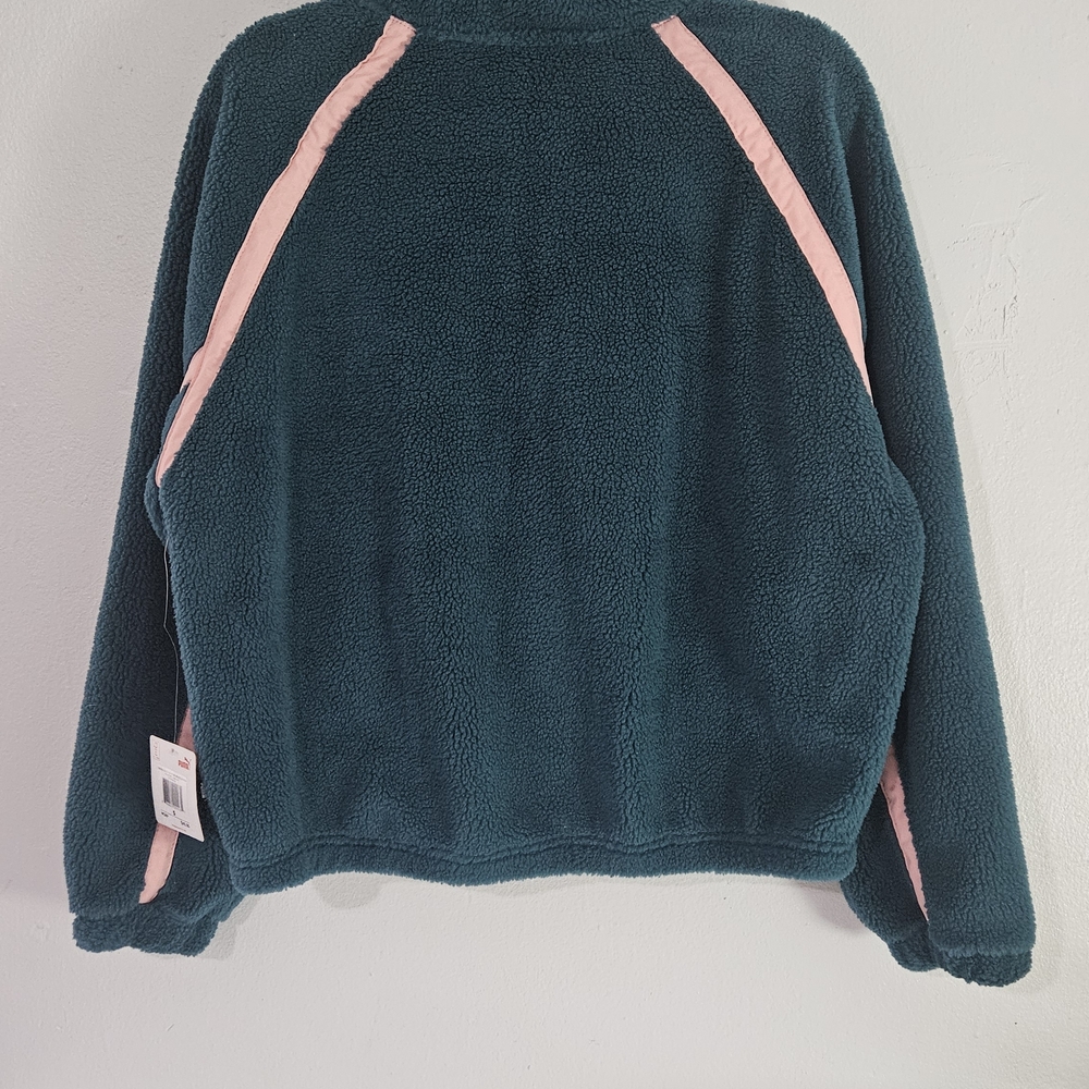 Puma Women's Teddy Jacket in Dark Teal and Light Pink - Picture 11 of 14